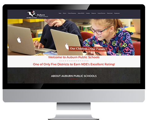 In-device computer screen image of Auburn Public Schools district website