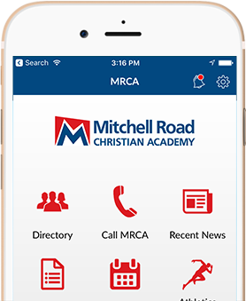 In-device image of mitchell road christian academy mobile app home screen